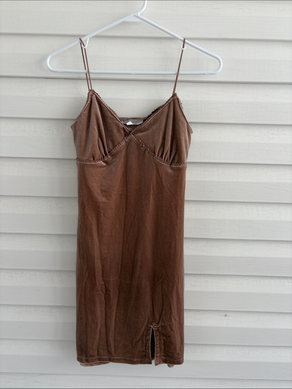 Oak + Meadow Brown Velvet Mini Dress Women's Size Small Velvet Slip Dress Y2K
